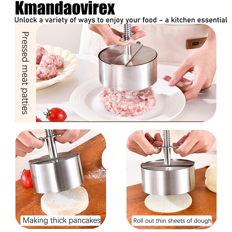 Hamburger Press Patty Maker 304 Stainless Steel NonStick Meat Mold 5.5 inch gallery