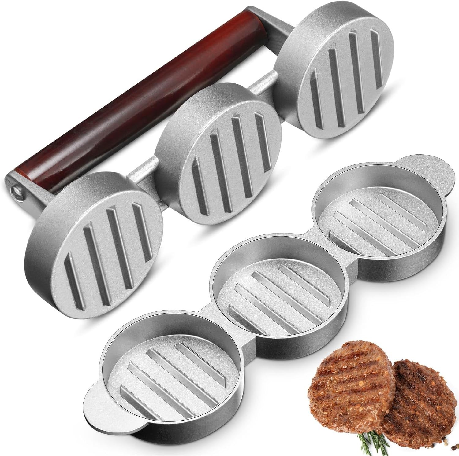 Mini Burger Press Three 2.64-inch Molds Small Meat Patty Maker Round Shape Press gallery