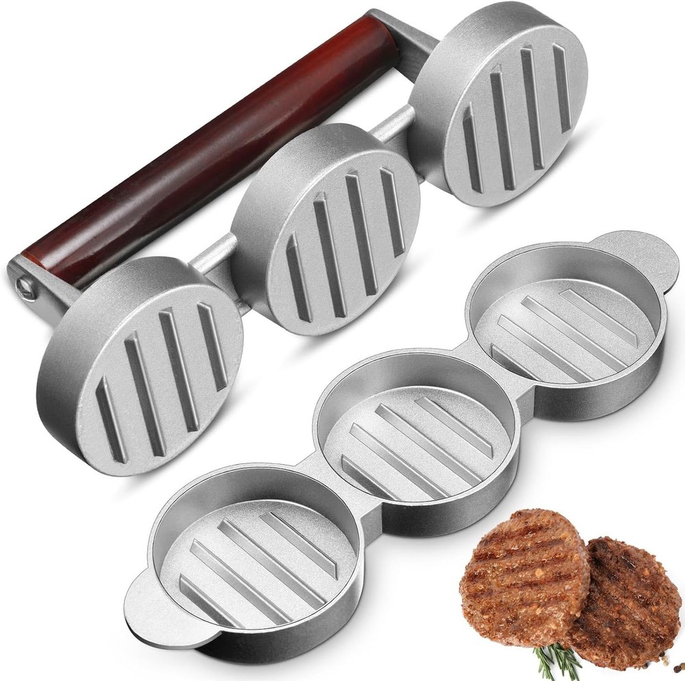 Mini Burger Press Three 2.64-inch Molds Small Meat Patty Maker Round Shape Press