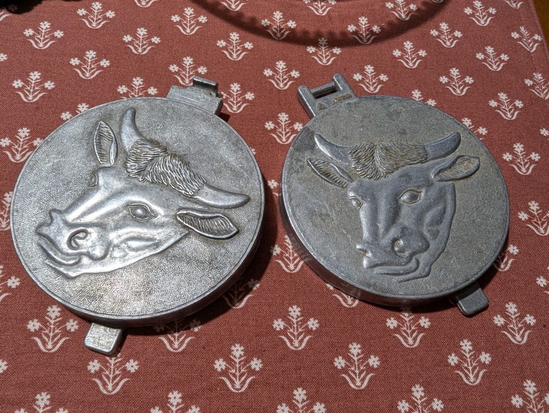 Taiwan Vintage Farm Decor, Metal Hamburger Patty Press, Cow, Steer, Embossed gallery