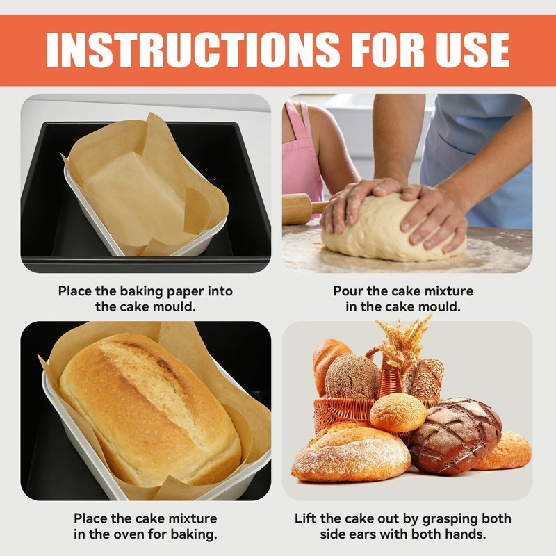 KAKUPPA 50 Pcs Loaf Pan Liners, 6.3x3.54x2.95in Pre Cut Parchment s, Brown gallery