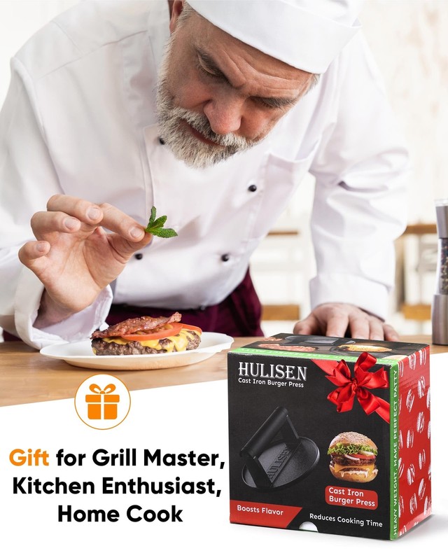 Cast Iron Burger Press, 6” Heavy-Duty Grill Smasher with Heat-Resistant Handle gallery