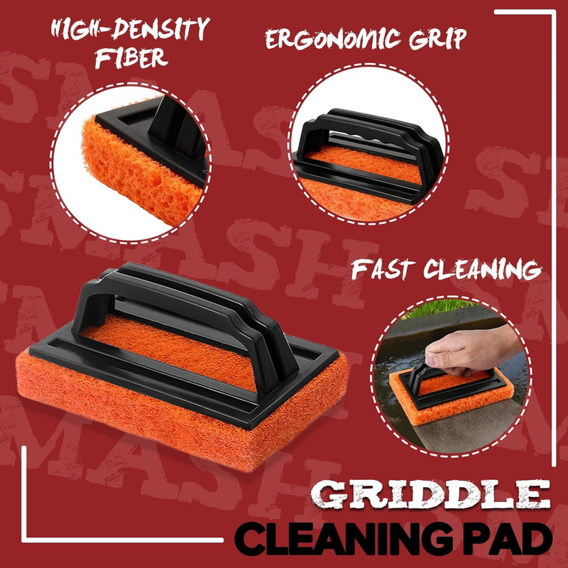 Smash Burger Press Kit, Heavy-Duty Cast Iron round Grill Bacon Press with Wood H gallery