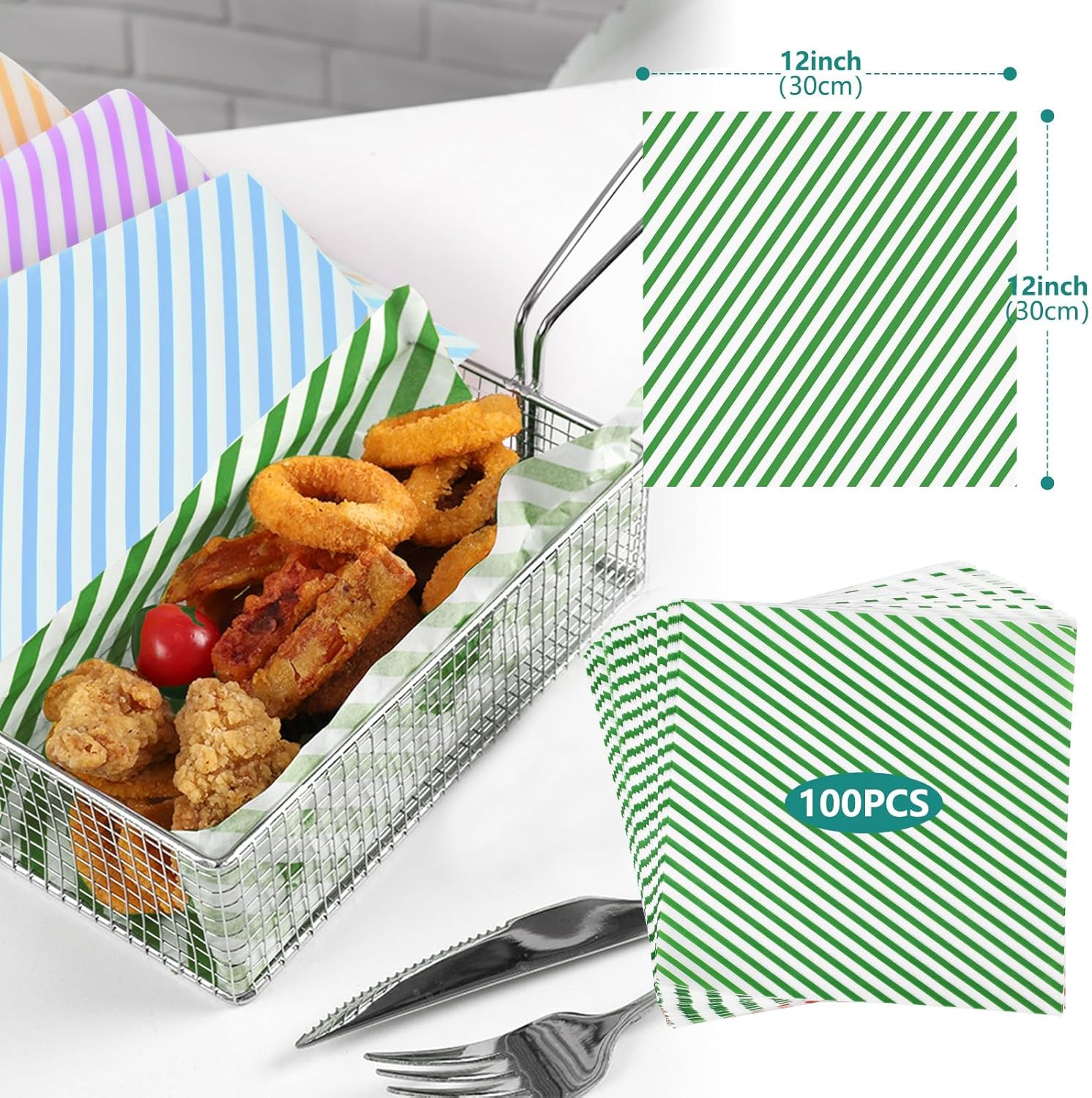 Mother's Day Parchment Paper for Donuts 12 * 12 Inch, 100 Pcs Food Basket Liners gallery