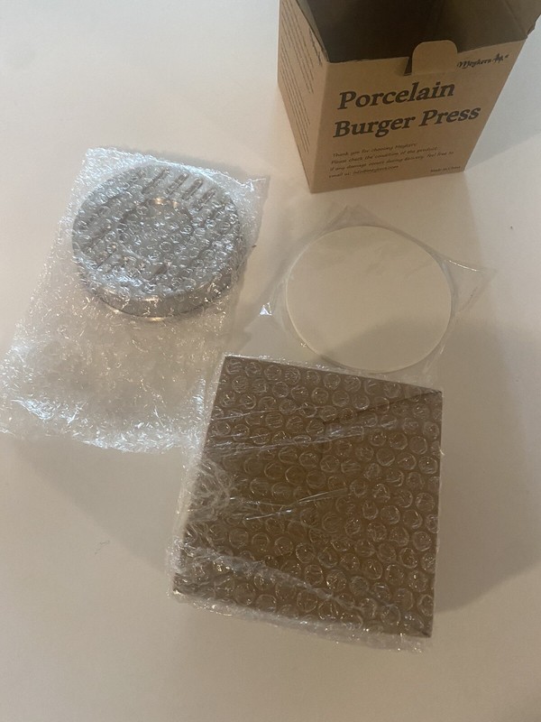 Meykers Porcelain Burger Press 5" Hamburger Patty Press Burger Mold Ring NIB gallery