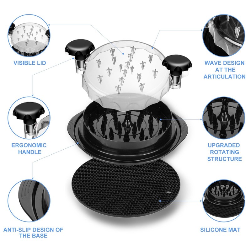 ADAM JEE Chicken Shredder with Anti-slip Mat | Visible Meat Standard, Black gallery