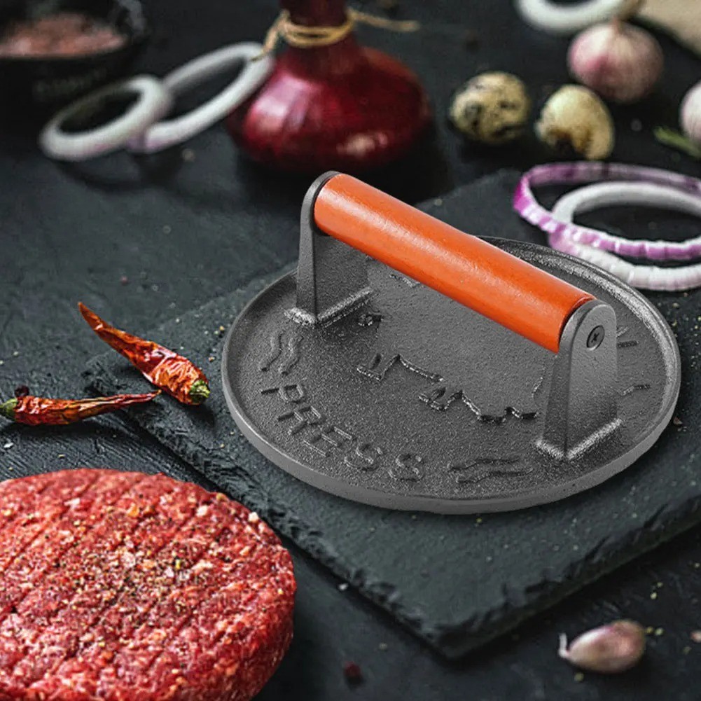 7 Inch Griddle Press Cast Iron Round Smash Grill Press Burger Smasher Bacon Meat gallery