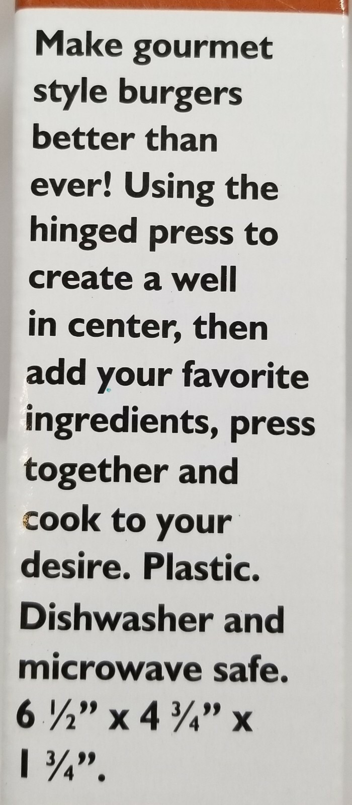 Chef's Best Stuffed Burger Maker - Add Cheese or Chopped Vegetables - NIB gallery