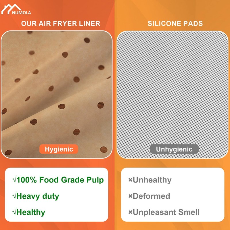 Numola 100 Pcs Air Fryer Liners Disposable Parchment Paper, 9 9IN, Unbleached gallery