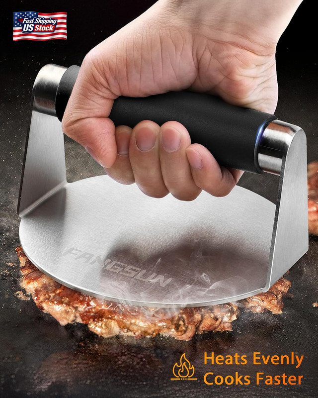 FANGSUN Burger Press with Heat-Resistant Handle, 5.8 Inch Stainless Steel Burger gallery