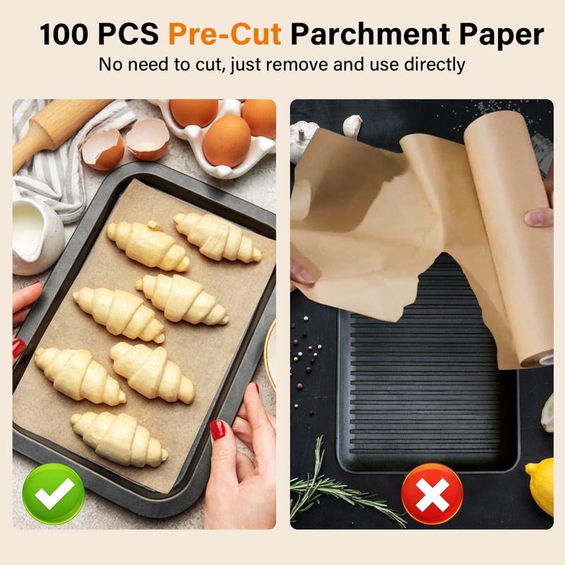 Parchment Paper Sheets, 9x13 In Unbleached Non-Stick inch, Nature gallery