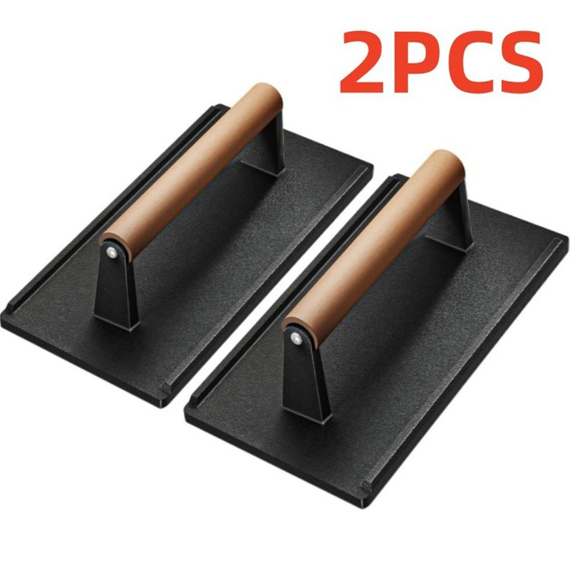Cast Iron Grill Steak Press for BBQ Hamburger Bacon Meat Patty 2 Pack gallery