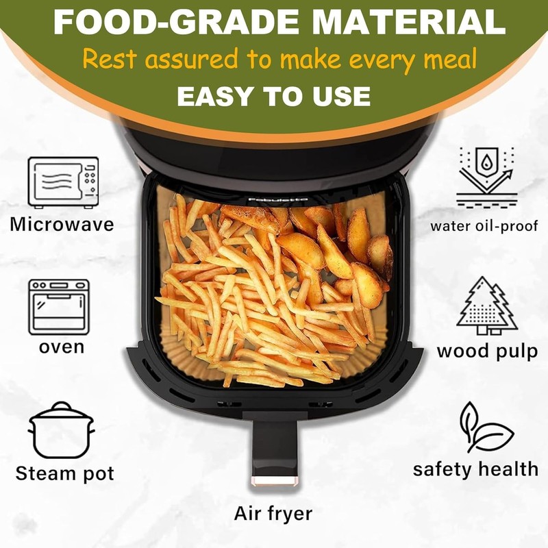 Air Fryer Liners Disposable 4QT for Chefman 7.5 Inch Square, Natural gallery