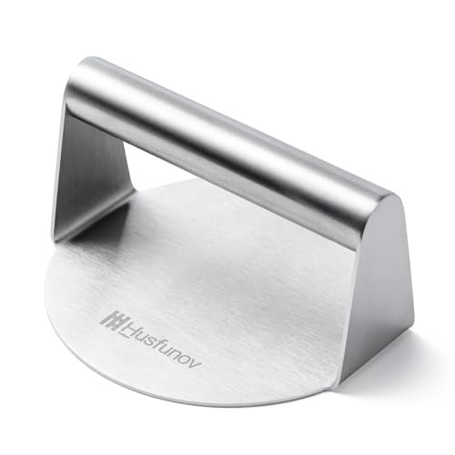 Husfunov Stainless Steel Burger Press, 5.5 Inch Round 5.5inch-Steel Handle gallery