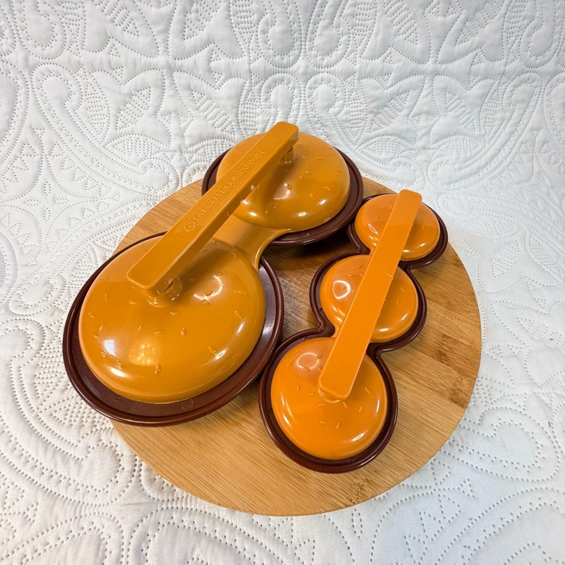Vintage Charcoal Companion Triple Mini Burger Press Slider Patty Maker Orange gallery