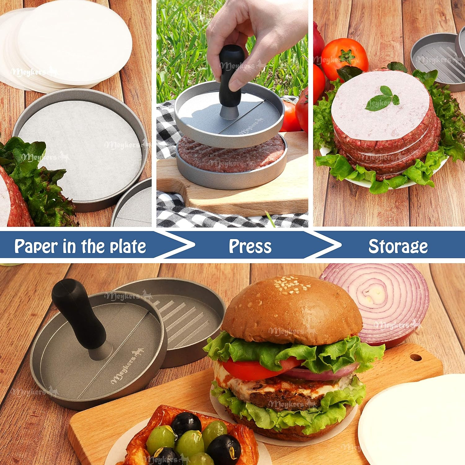 Patty Paper Sheets for 4/4.5 Inch Burger Press | 500 Pcs round | Hamburger Make gallery