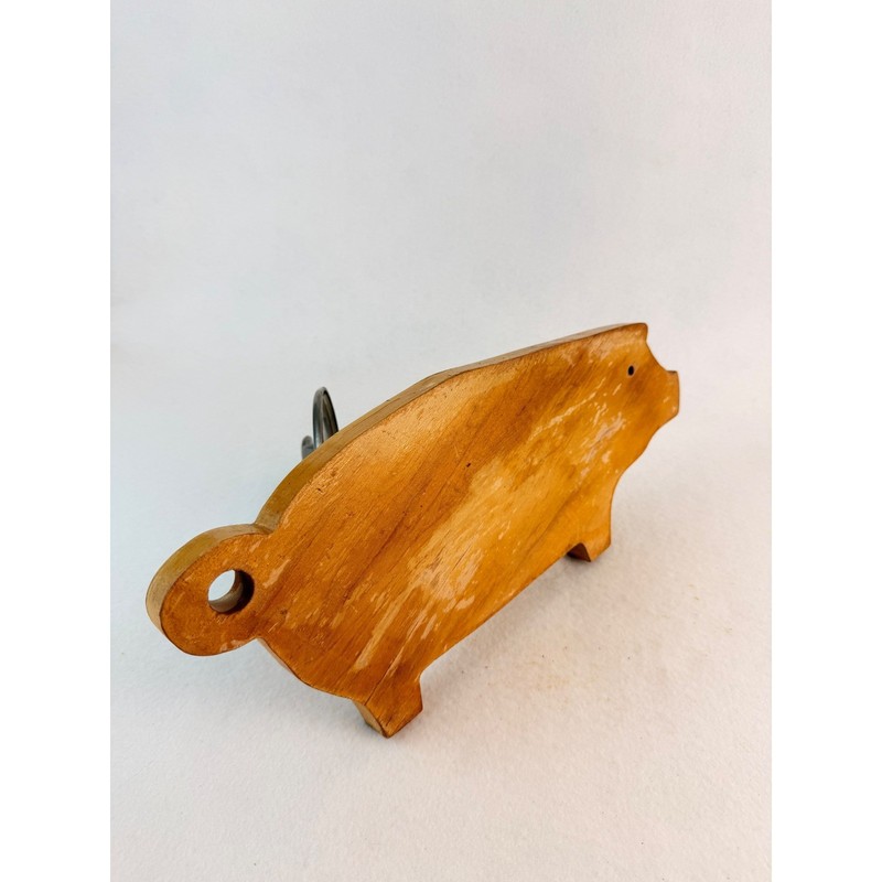 Vintage Pig Shaped Wooden Hamburger Patty Press Manual Metal Burger Maker Retro gallery