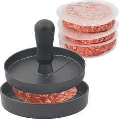 Aluminum Burger Press Patty Maker with 200 Non-Stick Papers Hamburger Mold