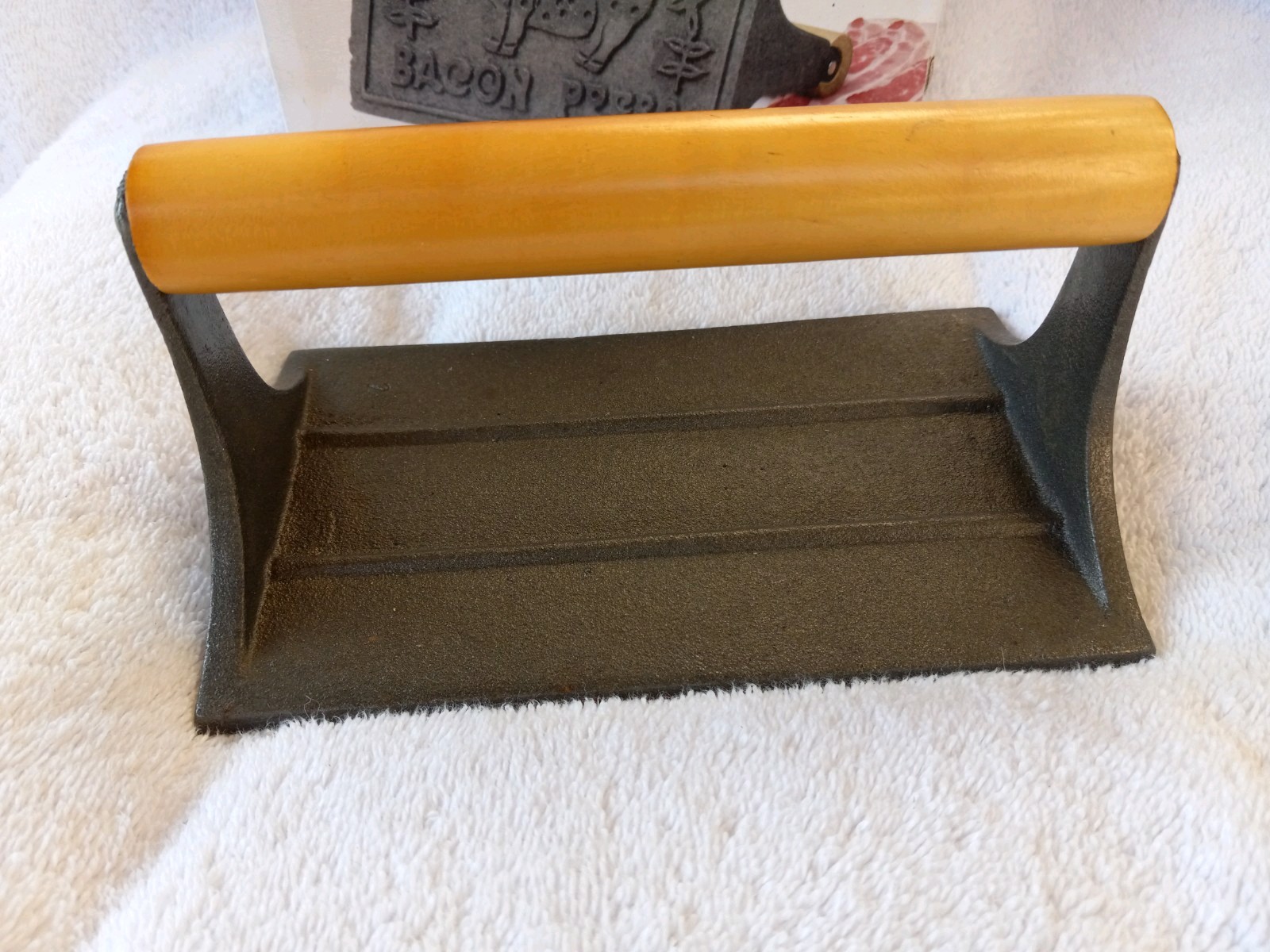Norpro Cast Iron Pig Bacon Grill Press With Wooden Handle gallery