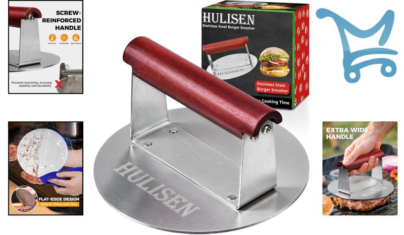 6.2 Stainless Steel Burger Smasher Flat Top Grill Skillet Cast Iron Accessories gallery