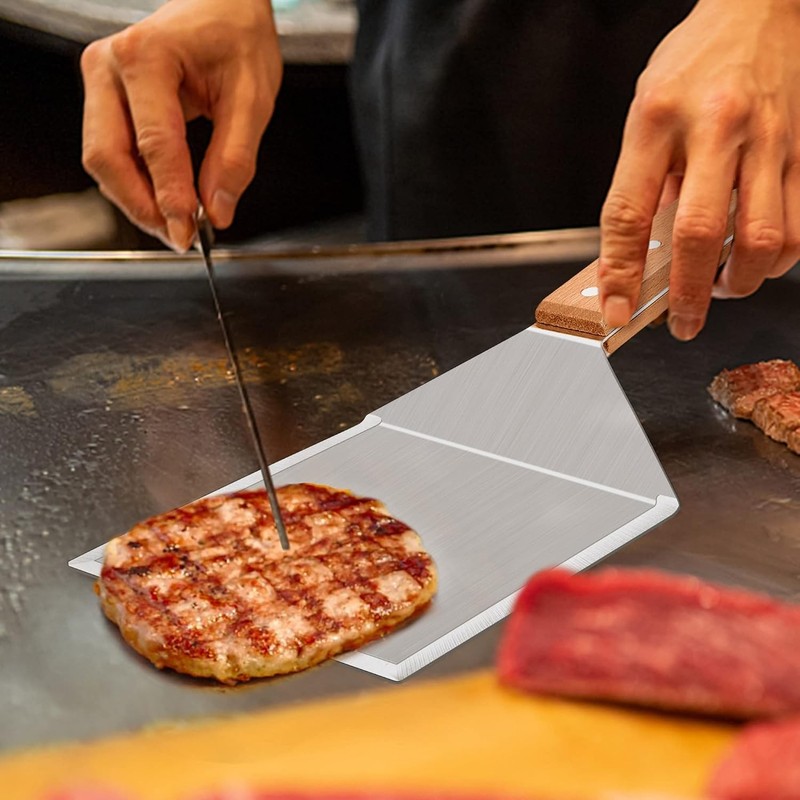 Heavy Duty Griddle Turner for BBQ - 5-Inch Hamburger Spatula with Hanging Hook gallery