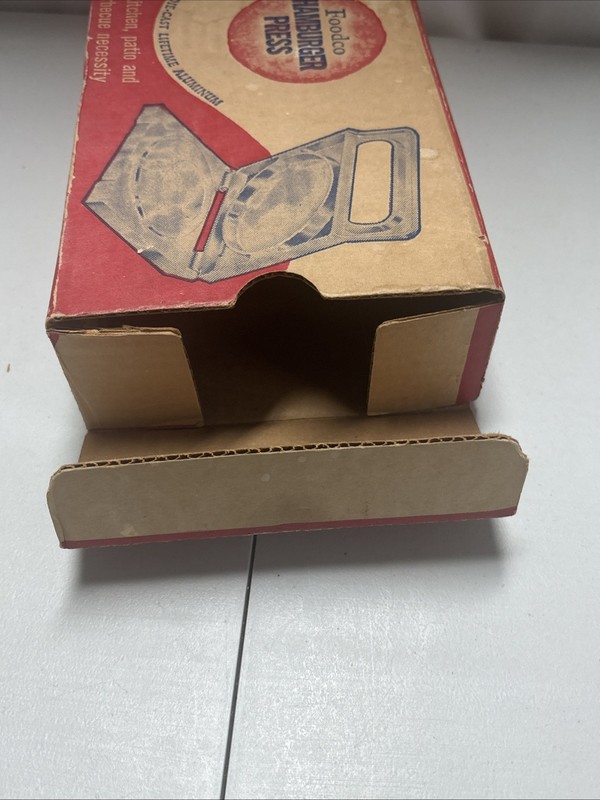 Vintage Foodco hamburger Press Diecast Lifetime Aluminum With Original Box gallery