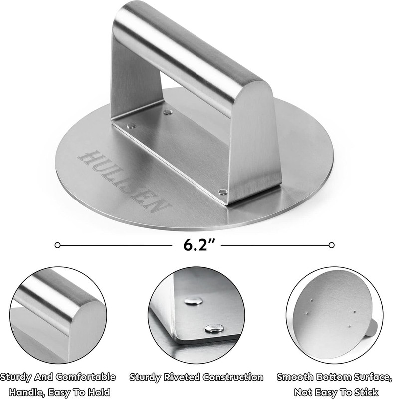 Cheese Melting Dome & Smashed Burger Press, 6.2" Grill Press with 9" Basting Cov gallery