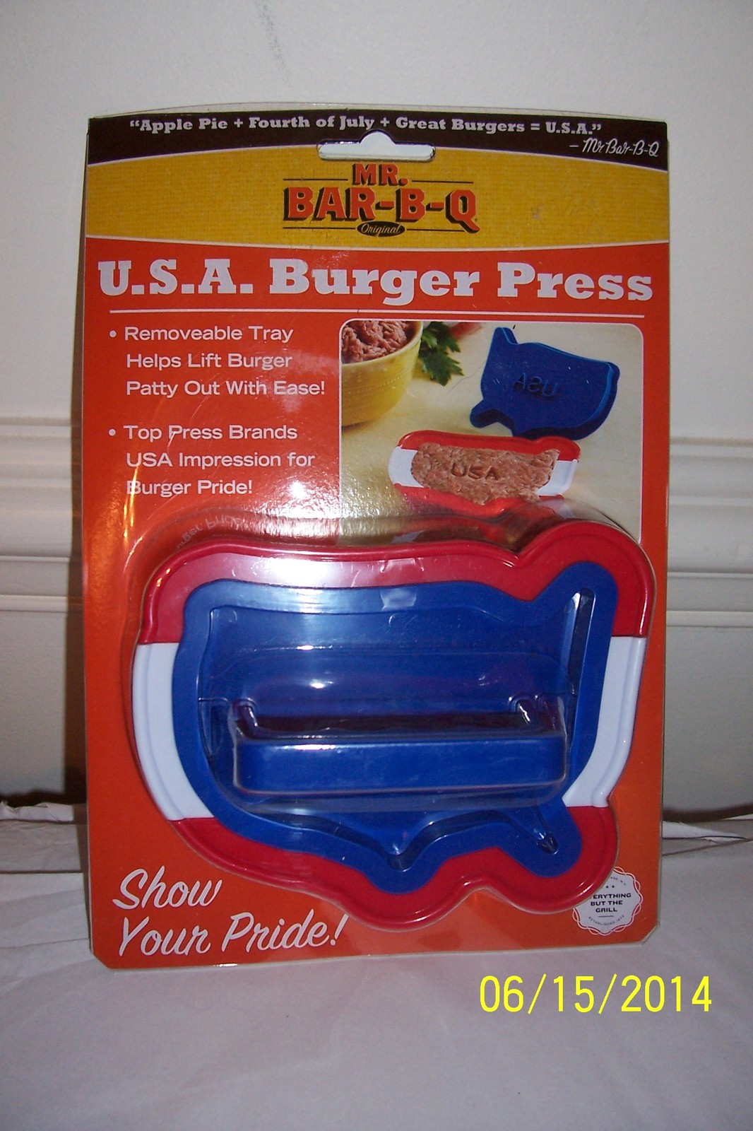 Mr Bar-B-Q USA Burger Press Hamburger Press Red White Blue NEW gallery