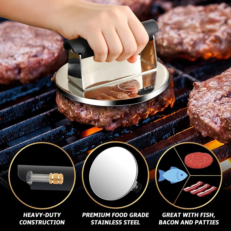 2lb Smash Burger Press Stainless Steel, Burger Smasher for Griddle Heat Resis... gallery
