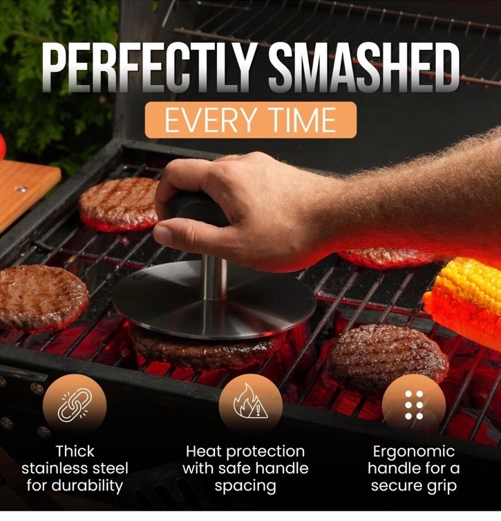 Duty Smash Burger Press Burger Smasher Hamburger Press Bacon Press 6" Heavy gallery