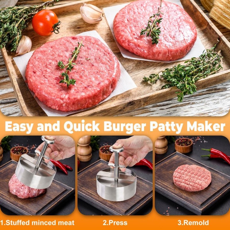 Adjustable Stainless Steel Burger Press Maker for Homemade Patties BPA Free gallery