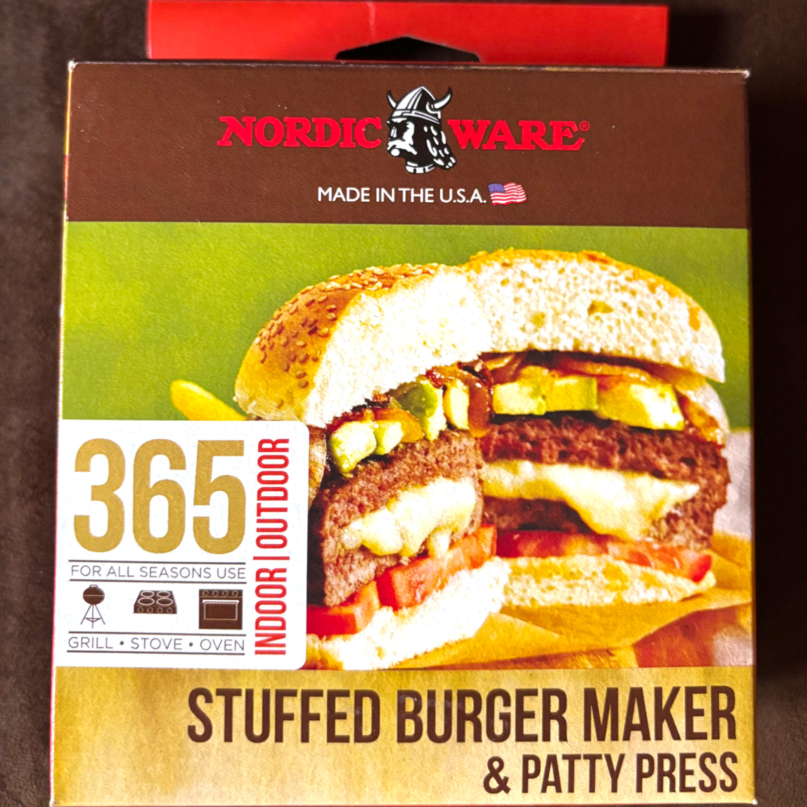 Nordic Ware 3 In 1 Stuffed Burger Maker & Patty Press Indoor Outdoor New in Box gallery