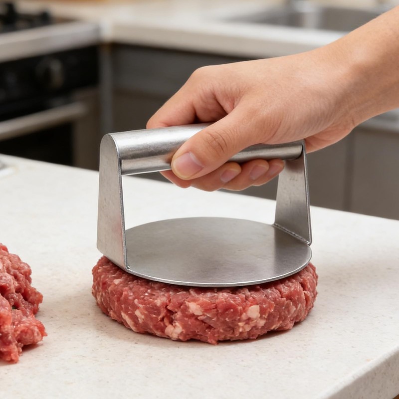 Stainless Steel Burger Press Bacon Grill Burger Smasher Non-Stick Grill Press gallery