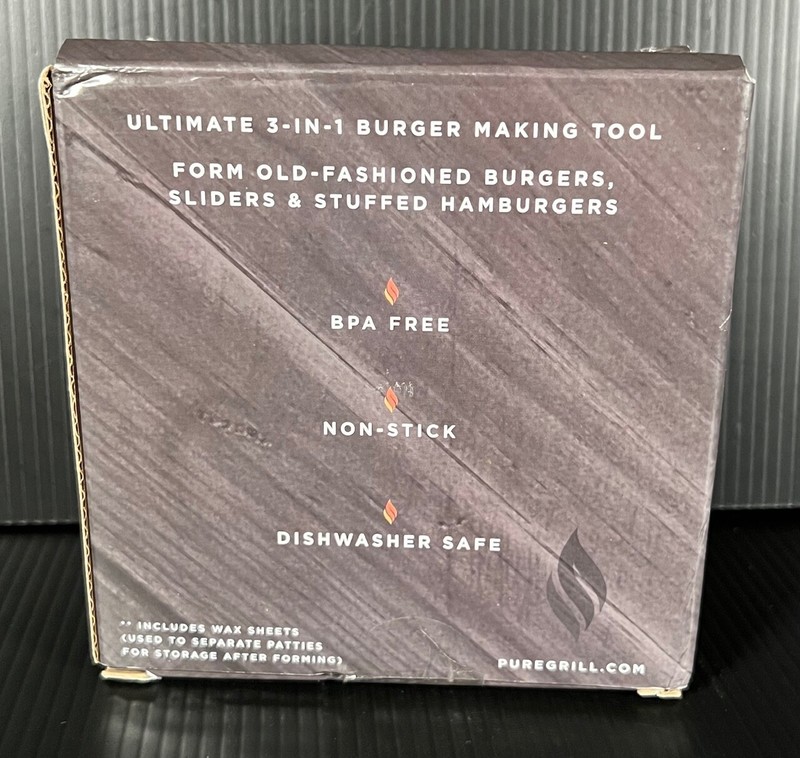 Pure Grill 3-in-1 Burger Press - Patty Maker with 100 Wax Papers - New gallery