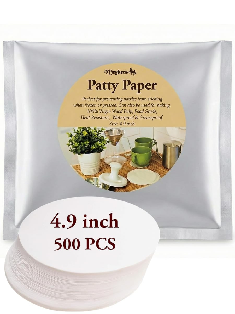 Meykers Wax Patty Paper Sheets for 5 Inches Burger Press - 500 Pack, Round gallery