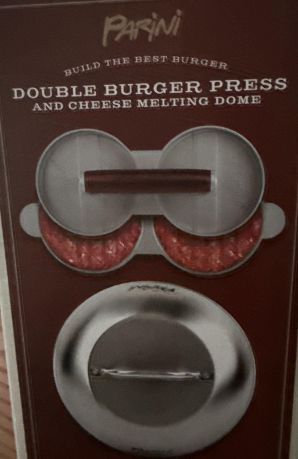 Parini Double Non-Stick Burger Press & Cheese Melting Dome 8.75" NIB gallery