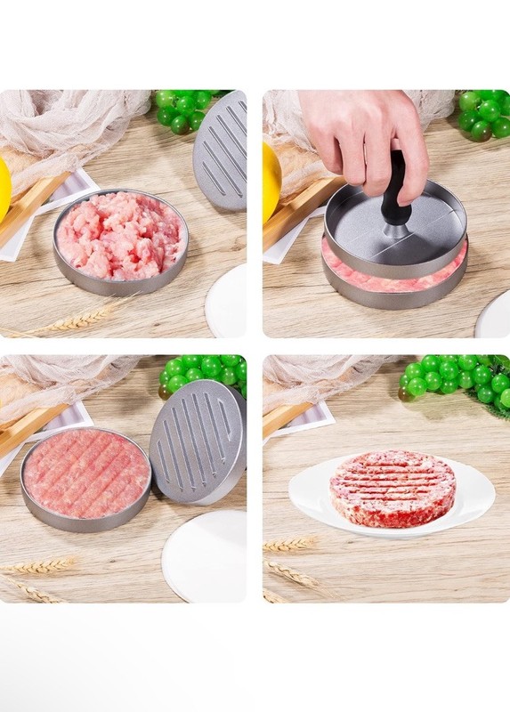 Non-Stick Burger Press Aluminum Hamburger Patty Maker with 100 Wax Papers NIB gallery