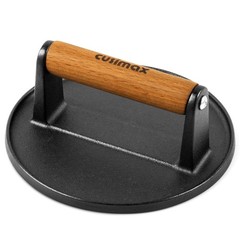 6.3″Cast Iron Smashed Burger Press Heavy-Duty Smasher with Wood Grip Round Flat
