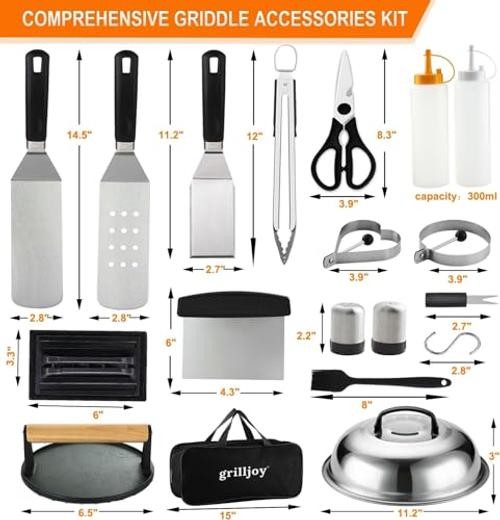 Professional Griddle Accessories Kit Set with Smash Burger Press - Extra gallery