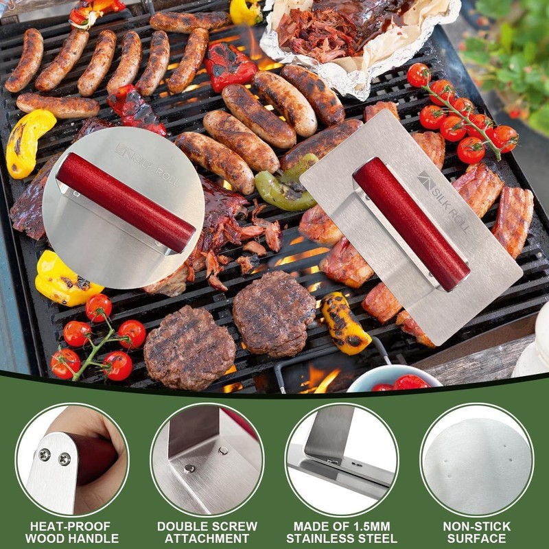 Stainless Steel Burger Press, Hamburger Press, Heavy Duty Meat Press, 8 Inch ... gallery