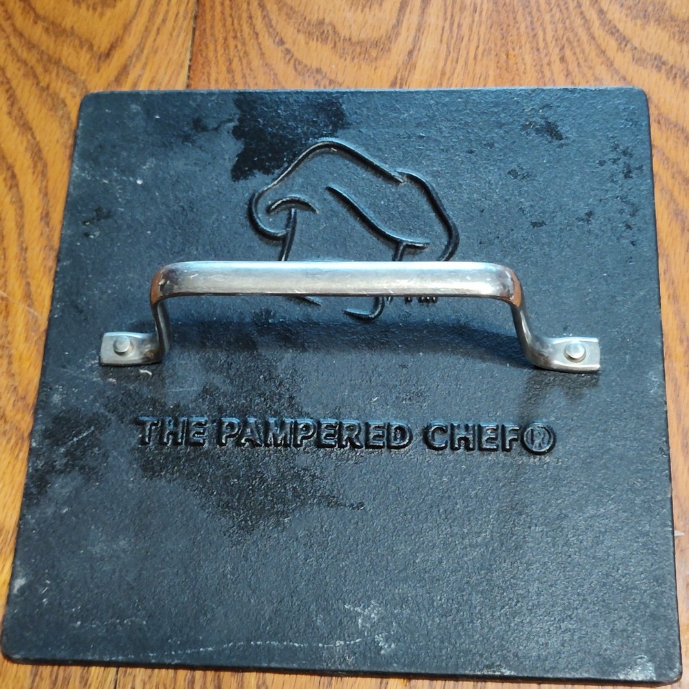 PAMPERED CHEF - PANINI Heavy SQUARE GRILL Press BURGER Bacon 8.5"