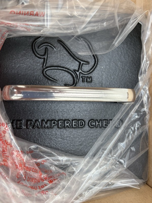Pampered Chef Cast Iron Grill Press Burgers Panini Sandwiches #2875 NEW NIB gallery
