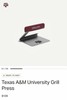 Texas A&M University Grill Press Large 5.5” Non-Stick Maroon Handle Silver Metal gallery