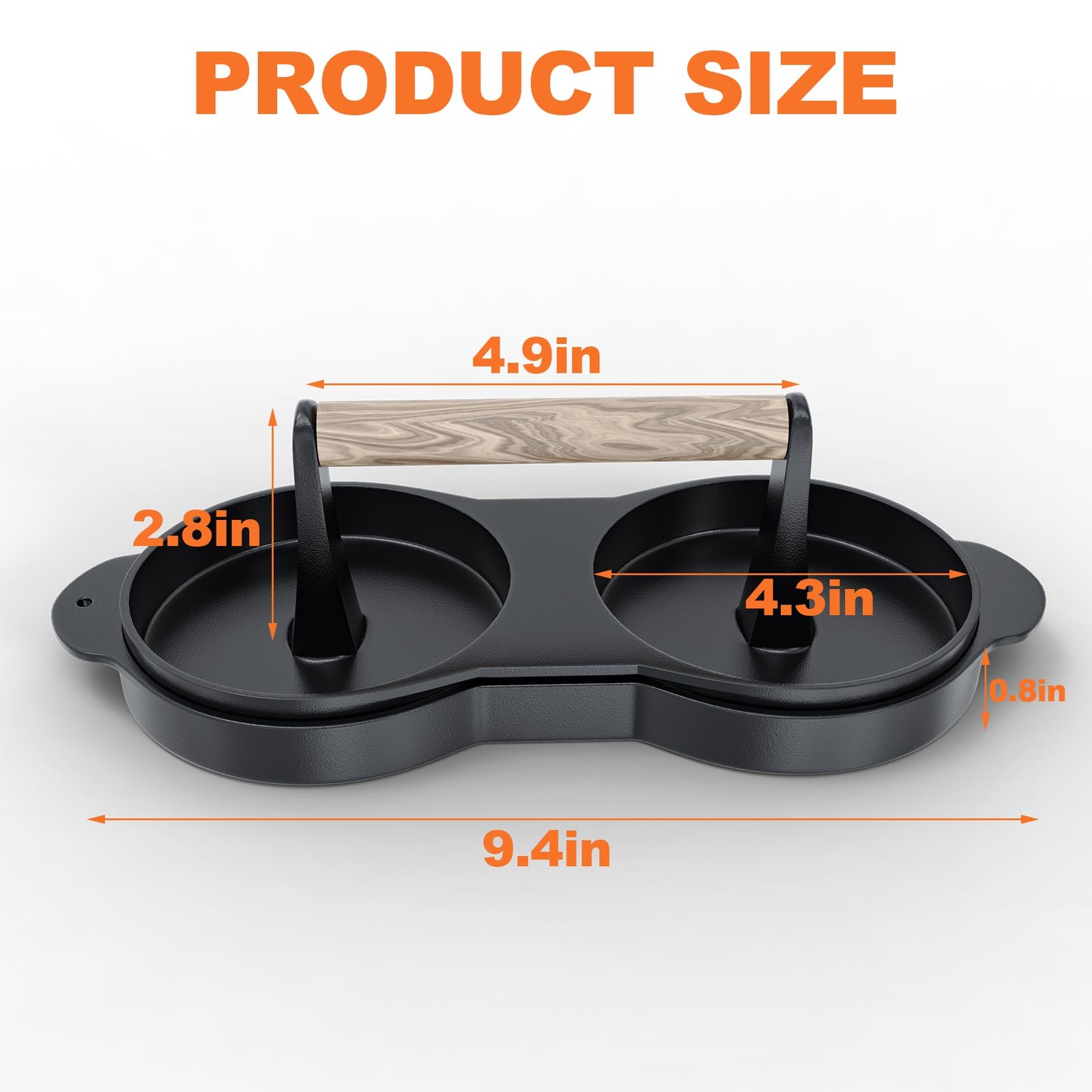 Double Burger Press Cast Iron Hamburger Patty Maker Meat Smasher Grill Tool gallery