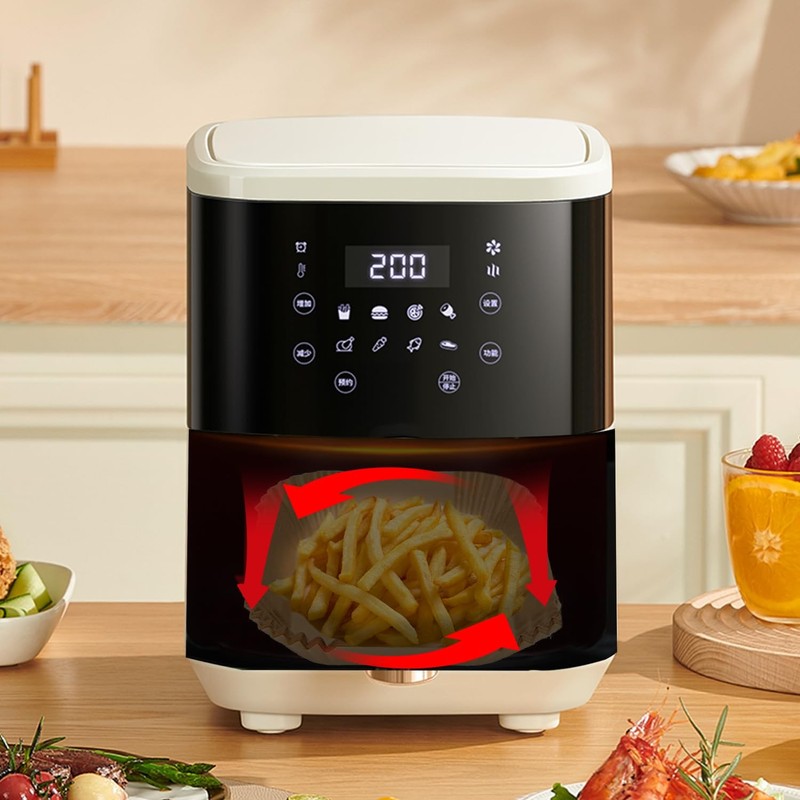 SHINYMOMO Air Fryer Liners Disposable Paper,100Pcs Airfryer 6.3”Square, Beige gallery