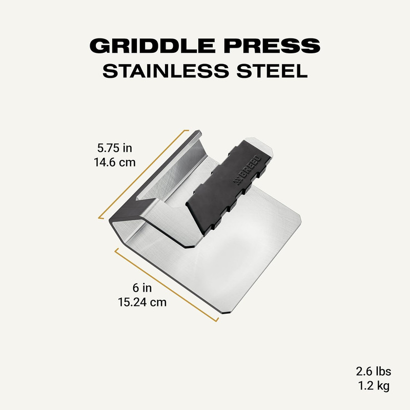 Griddle Press, 2.6 Lbs - Heavy-Duty, Stainless Steel, USA Made - Smash Burgers, gallery