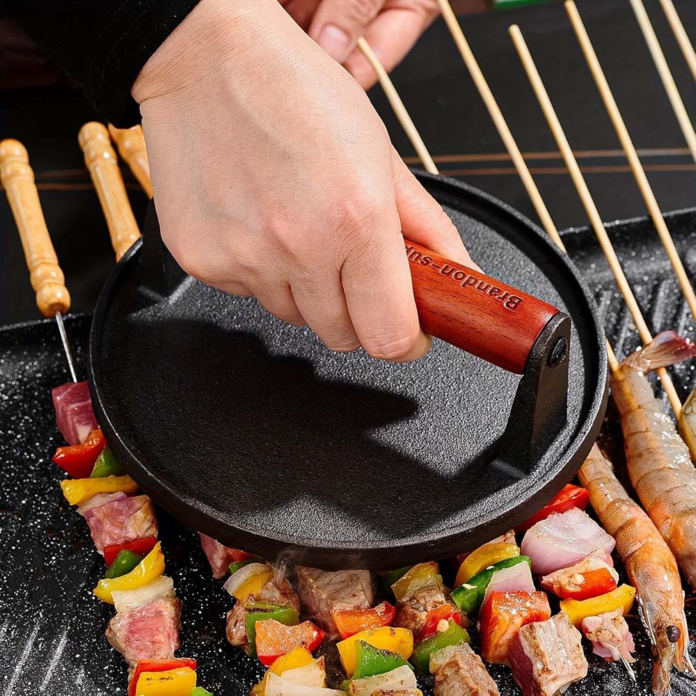 Hamburger-Pressing Heat-Resistant Home-Use 2-Piece Cast Iron Hamburger Press Set gallery