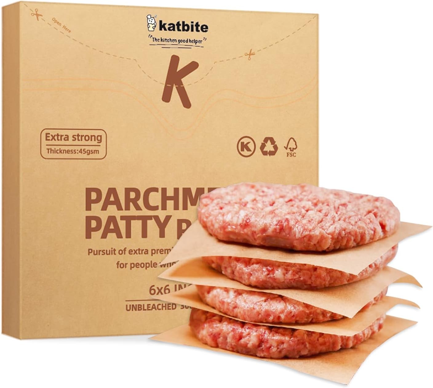Katbite 300Pcs 6x6 Inches Patty Paper, Burger 6"x6"-300, 6x6-300 gallery