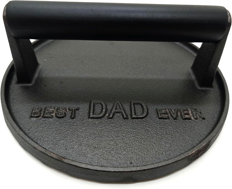 BEST DAD EVER Heavy Duty Cast Iron Grill Press Burger Press Bacon Press Barbecue gallery