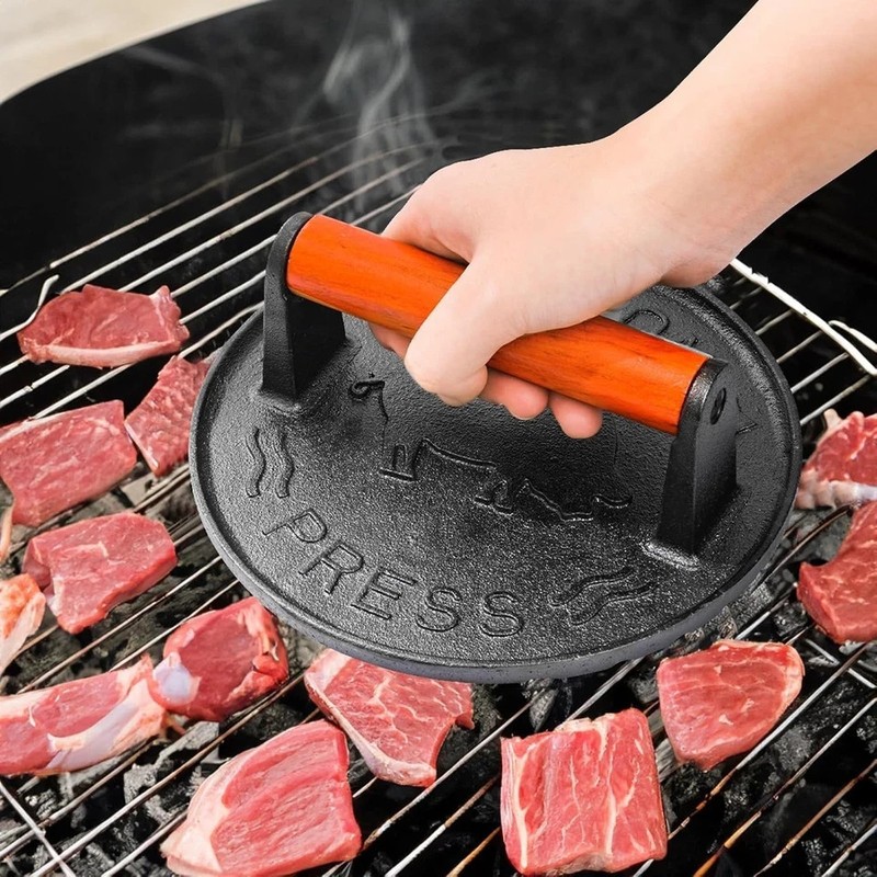 Vivicreate Cast Iron Bacon Press for Griddle - Heavy Duty Smash Burger Press, Gr gallery